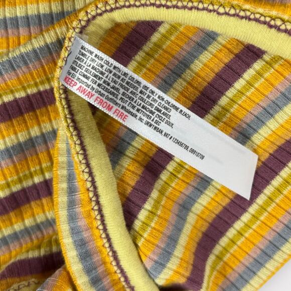 Free People Put a Stripe On It Yellow Combo Striped Bodysuit Size Small - Picture 4 of 6